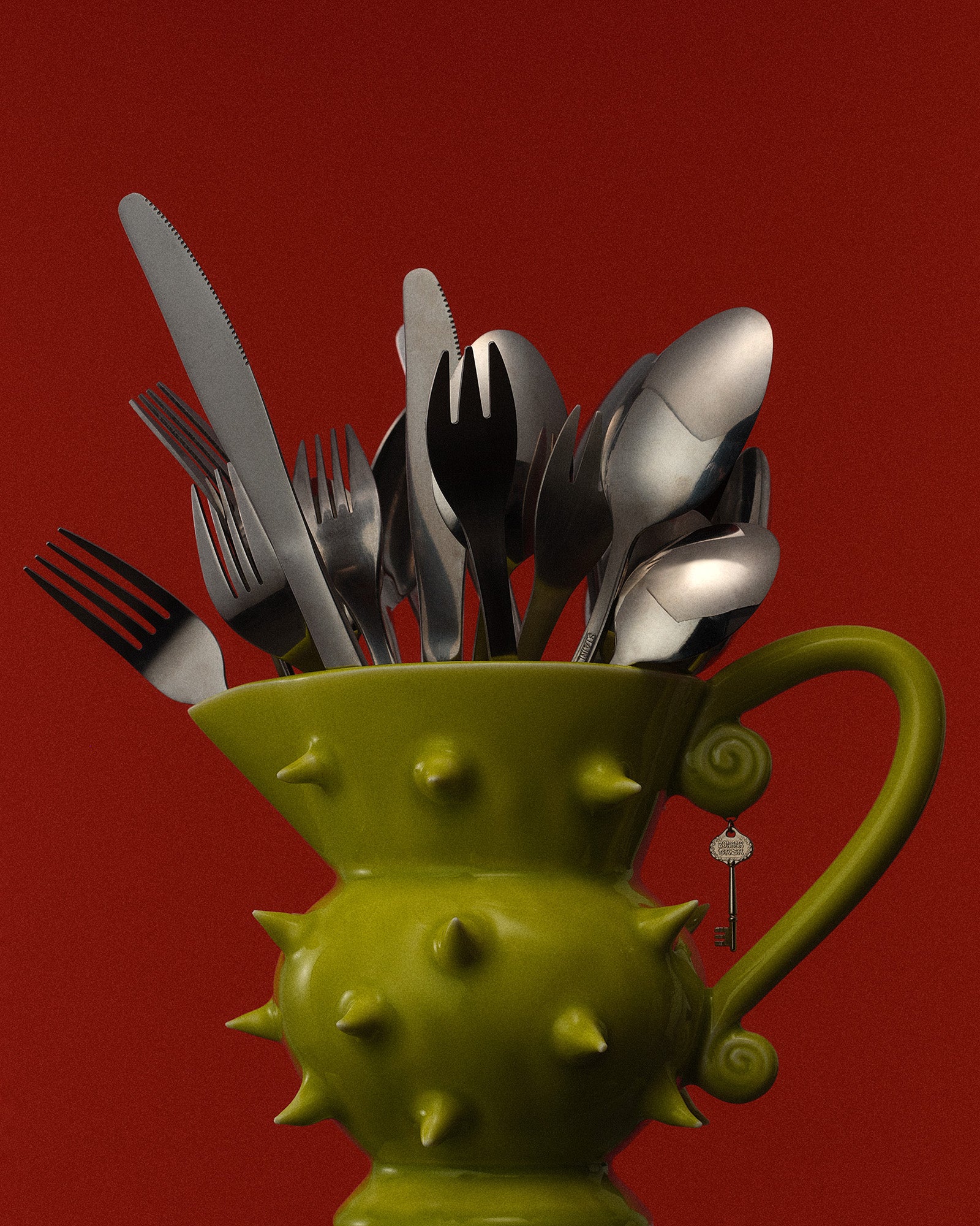 Handcrafted green ceramic pitcher jug, ideal for serving beverages, wine, or as a decorative vase for your modern interior decor