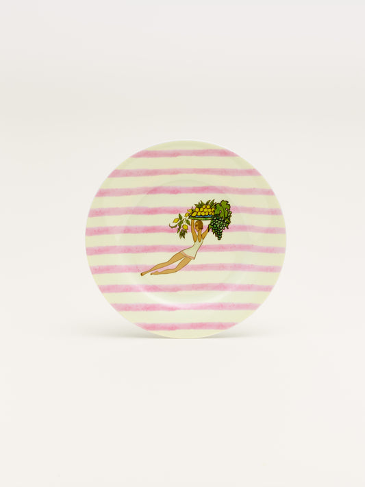 Hand-painted ceramic plate with vibrant, nature-inspired designs; part of BONANACASA’s unique ceramic dinnerware set collection for an elegant table setting