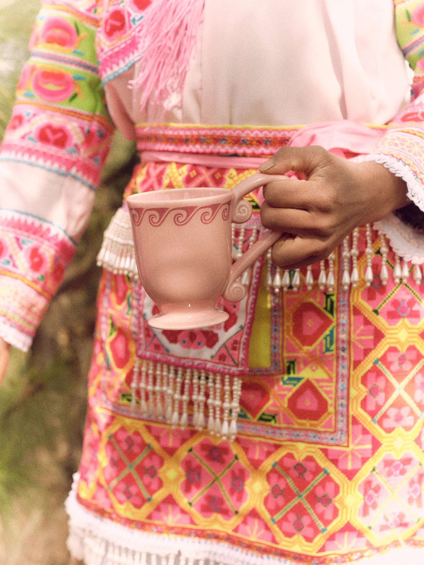 Ceramic Mug - Pink Wave Swirl Cup